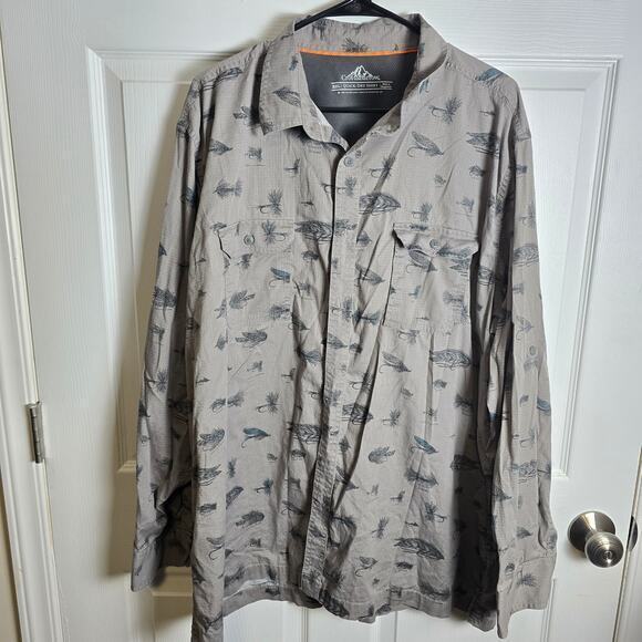 Croft & Barrow‎ Shirt Men's 2XL Gray Quick Dry Outdoor Vented - Picture 2 of 8